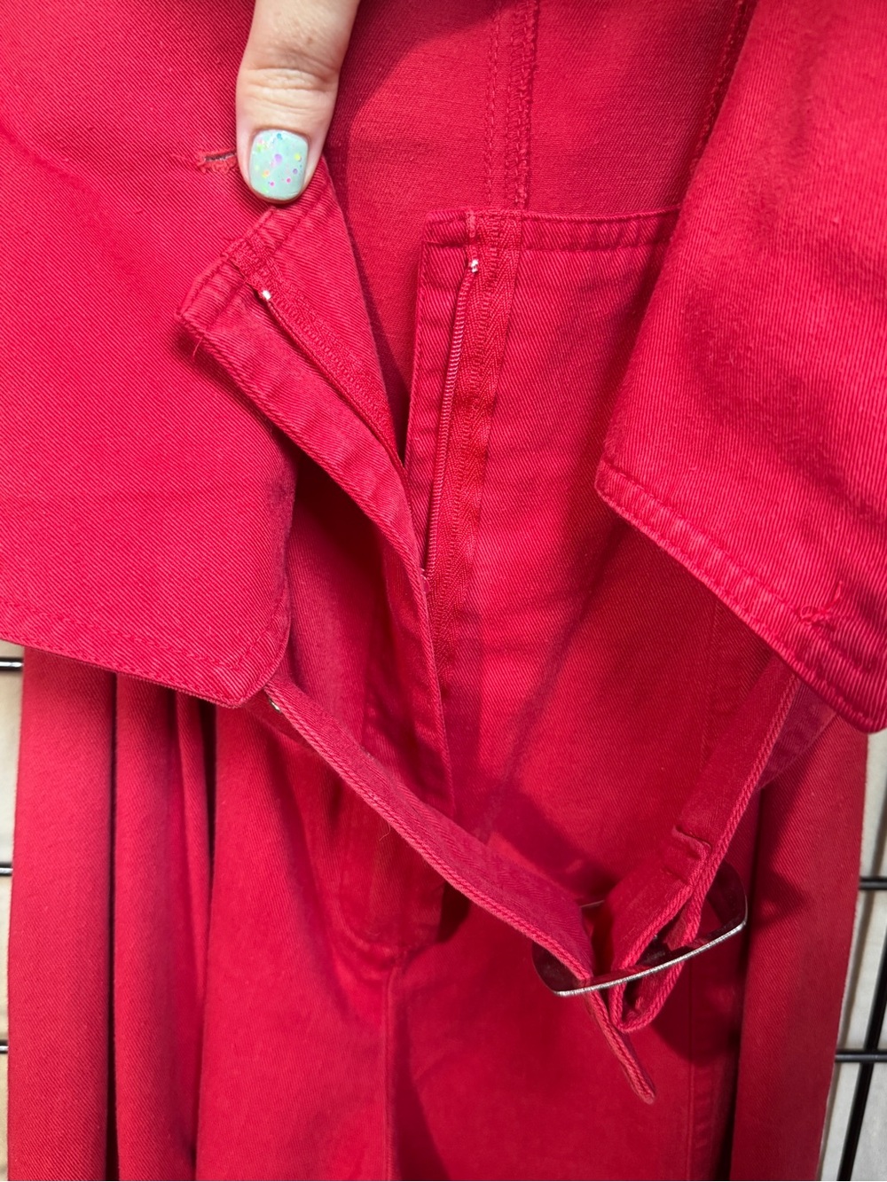 VTG 80's Karen Alexander Red Buckles & Buttons Jumpsuit - Picture 11 of 15